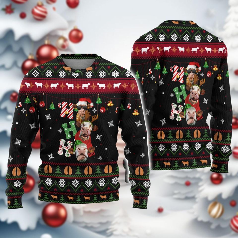 Christmas Cows Ugly Sweater, Santa Cows Xmas Ugly Sweatshirt