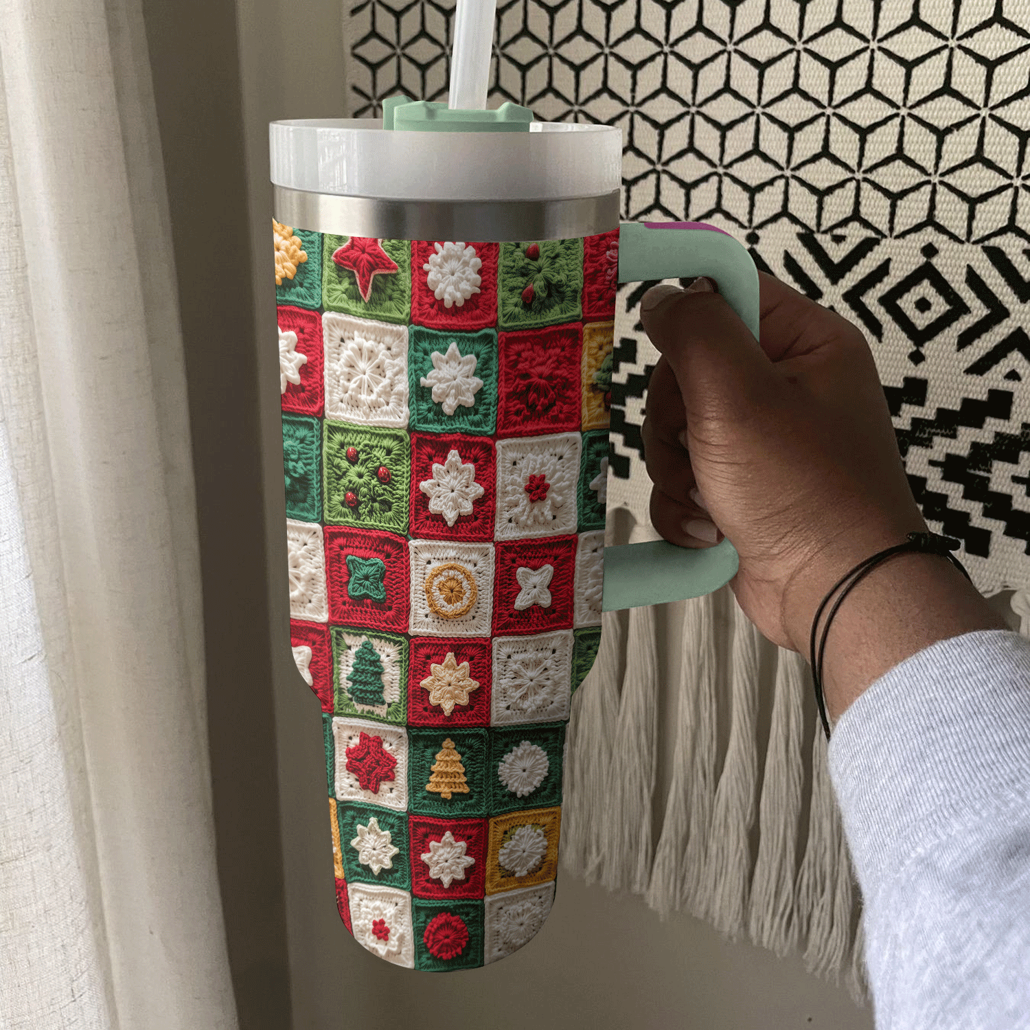 Christmas Crochet Granny Square Custom Stanley Cup 40 oz 30 oz Tumbler With HandleTVC2301499 - Image 3