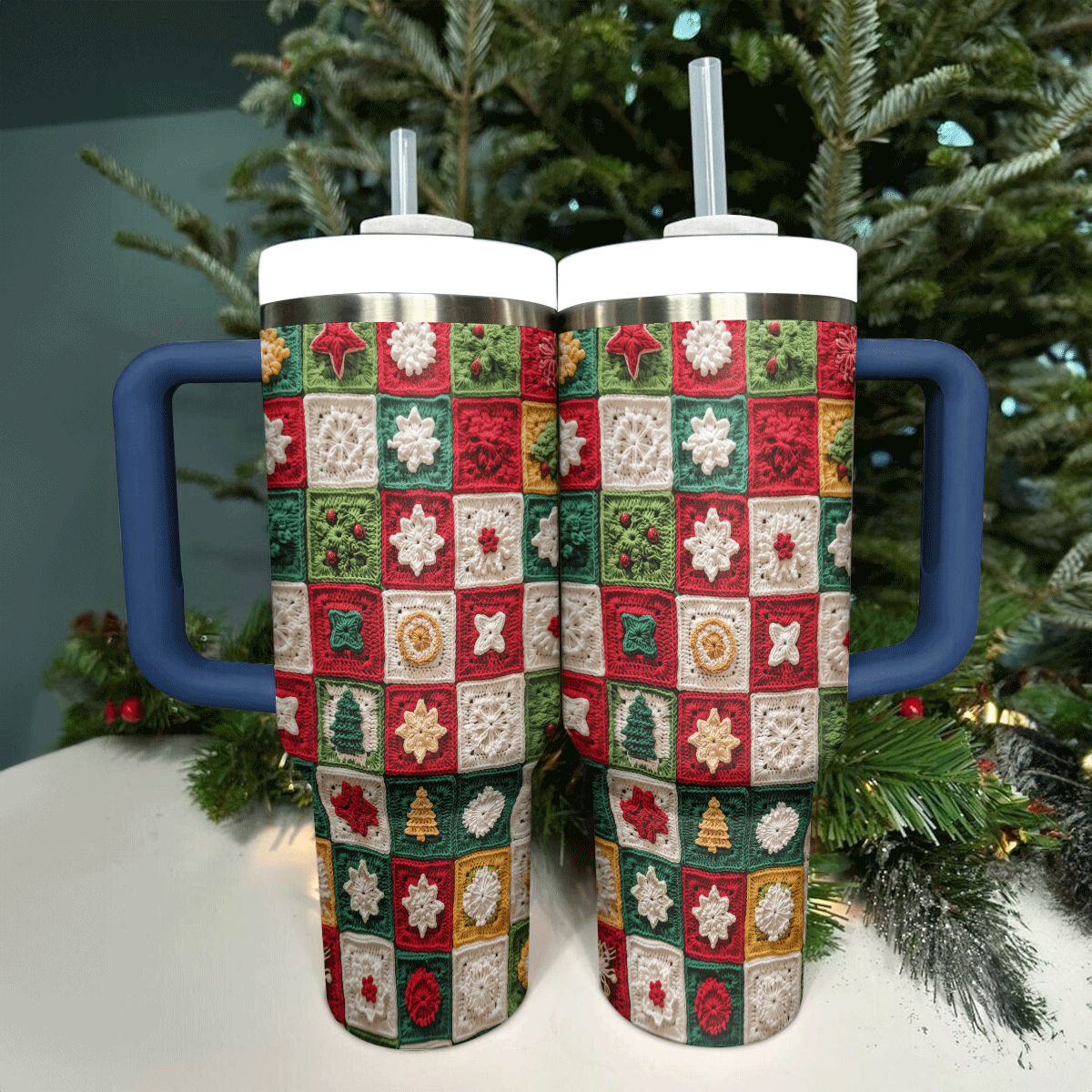 Christmas Crochet Granny Square Custom Stanley Cup 40 oz 30 oz Tumbler With HandleTVC2301499 - Image 2