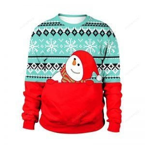 Christmas Cute Snowman Ugly Christmas Sweater Adult 3D Funny Matching for family