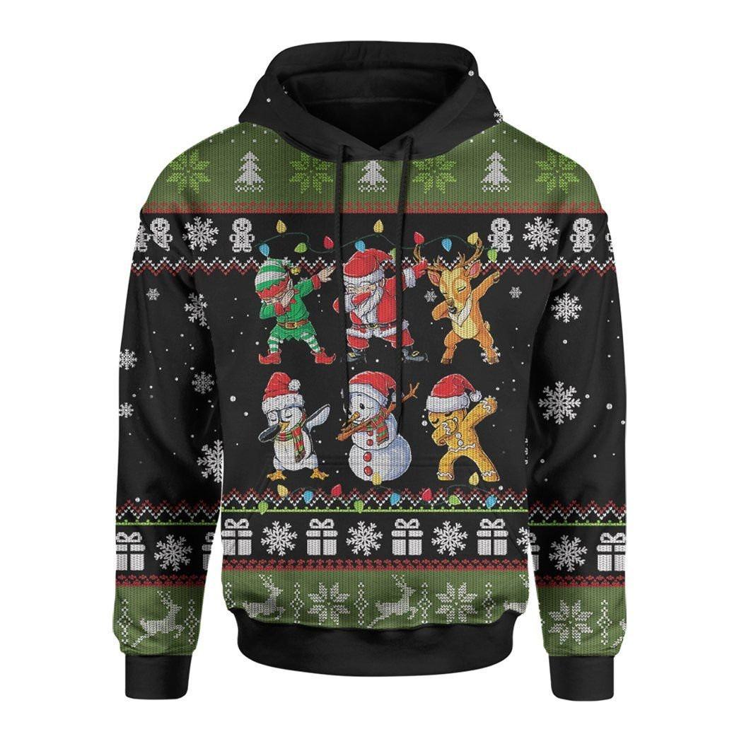 Christmas Dabbing Ugly Christmas Sweater Adult 3D Funny Matching for family - Image 2