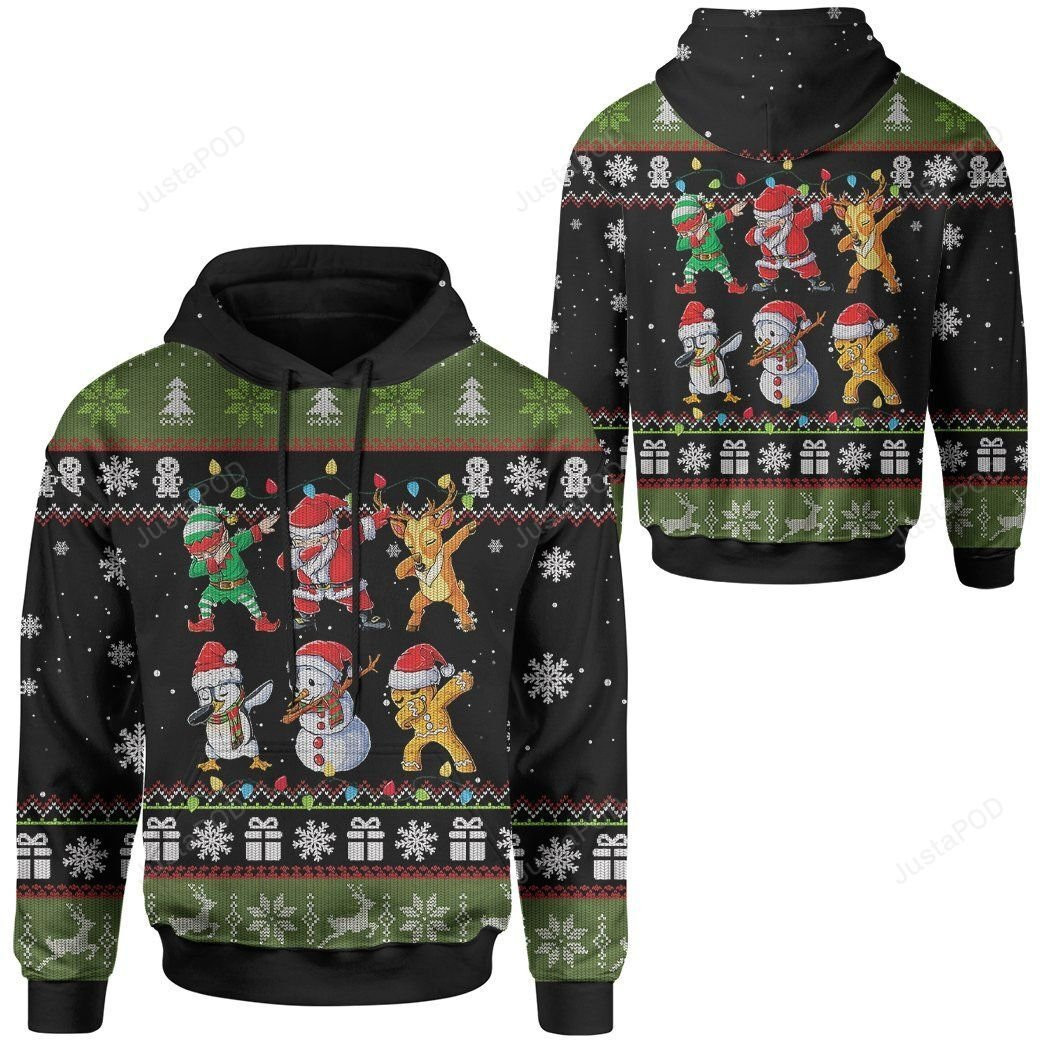 Christmas Dabbing Ugly Christmas Sweater Adult 3D Funny Matching for family