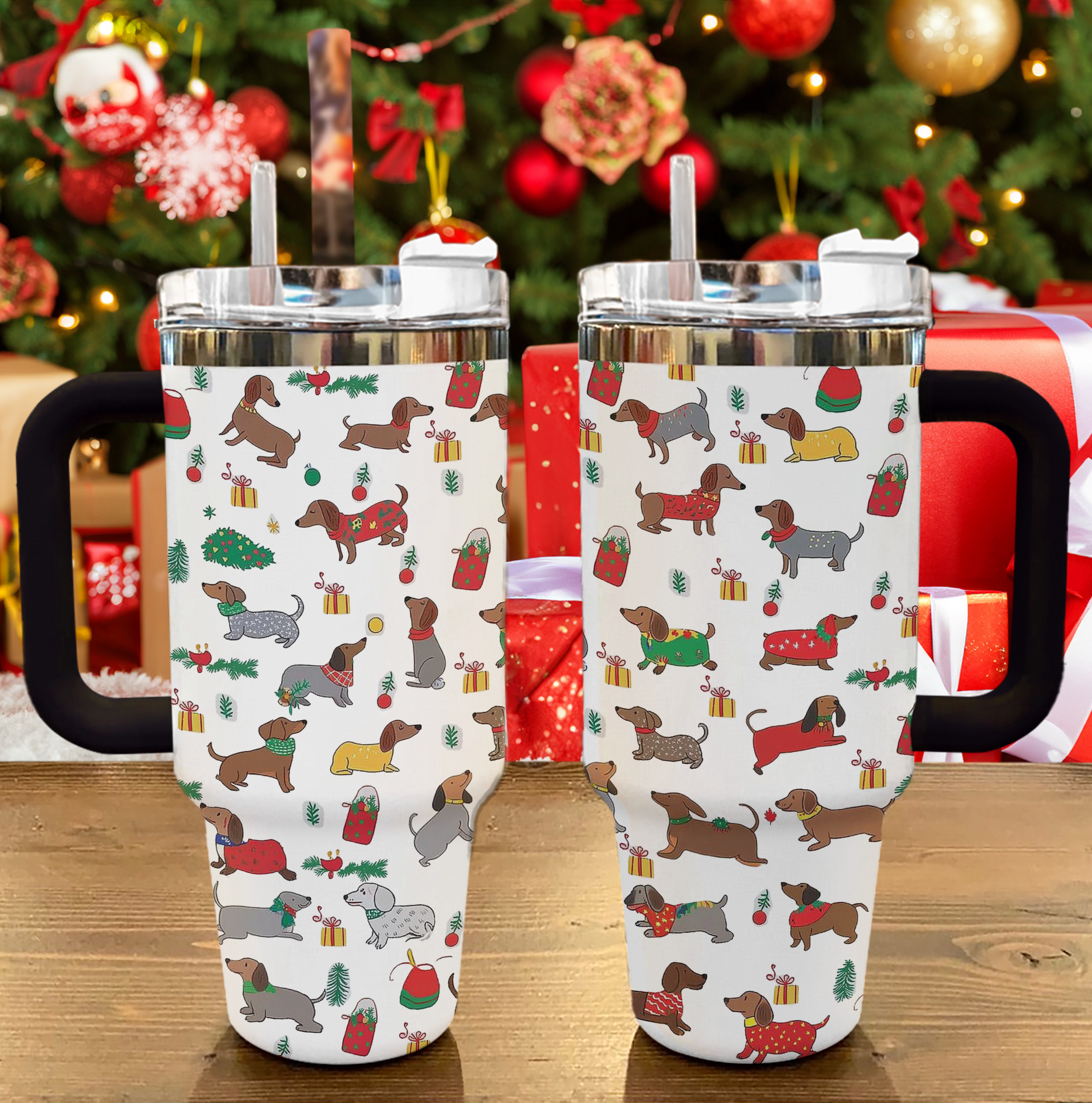 Christmas Dachshund Cheer Custom Stanley Cup 40 oz 30 oz Tumbler With HandleTVC2301498 - Image 2