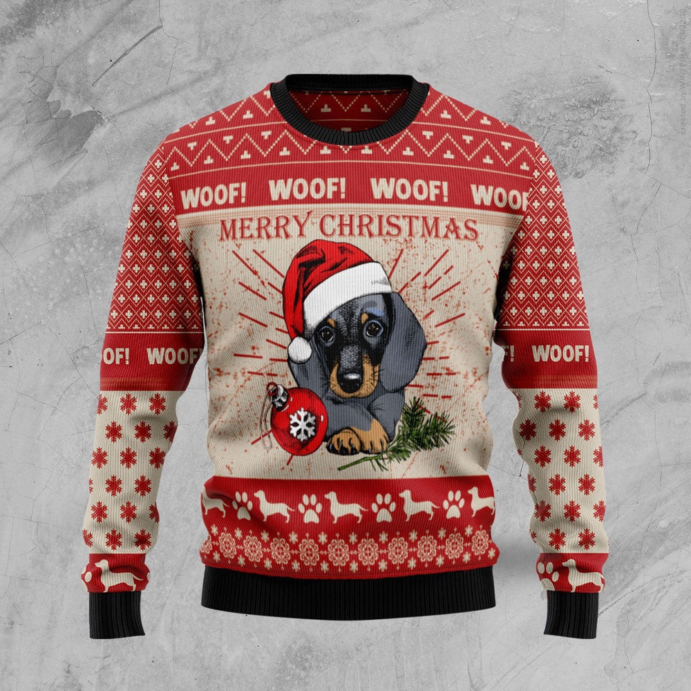 Christmas Dachshund Dog Ugly Christmas Sweater Unisex Womens Mens Couples Matching Friends Funny Family Sweater Gifts