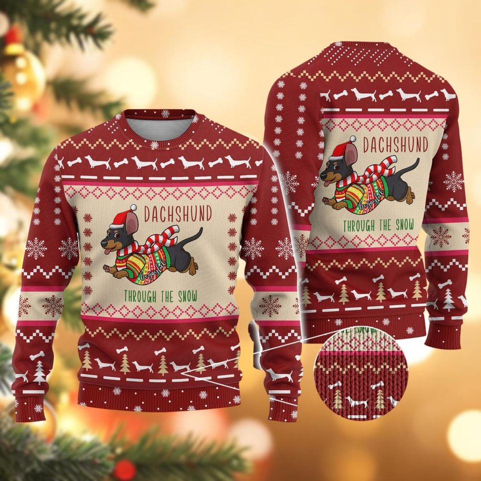 Christmas Dachshund Ugly Sweater, Dachshund Xmas Ugly Sweatshirt