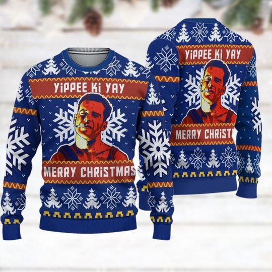 Christmas Die Hard Ugly Sweater, Yippee Ki Yay Xmas Sweater, Bruce Willis Ugly Christmas Sweate - Image 6