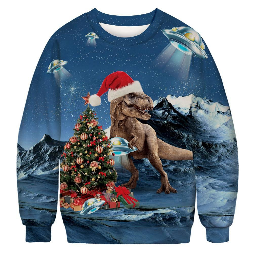 Christmas Dinosaur Ugly Christmas Sweater Adult 3D Funny Matching for family