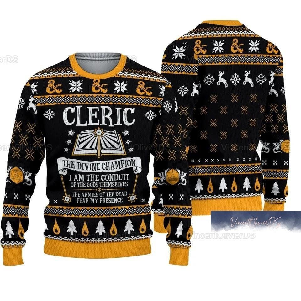 Christmas Dnd Classes Cleric Ugly Christmas Sweater