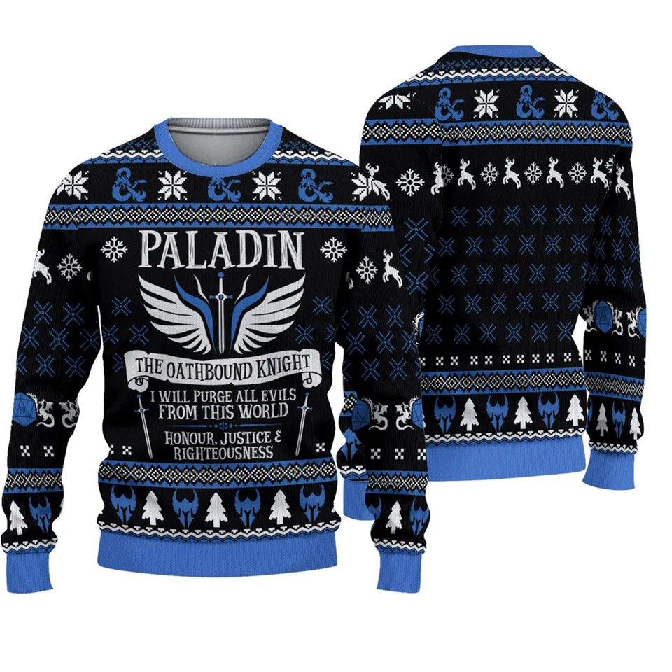 Christmas Dnd Classes Paladin Ugly Christmas Sweater