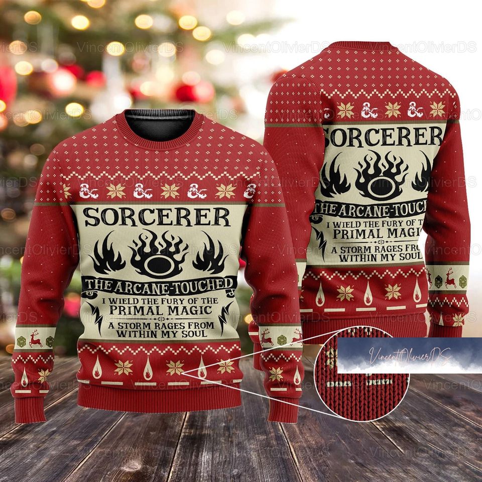 Christmas Dnd Classes Sorcerer Ugly Christmas Sweater