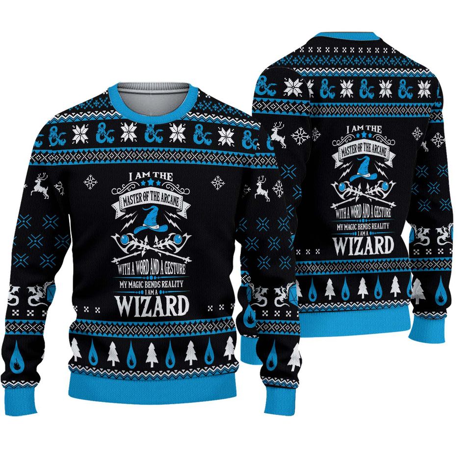 Christmas Dnd Classes Wizard Ugly Christmas Sweater