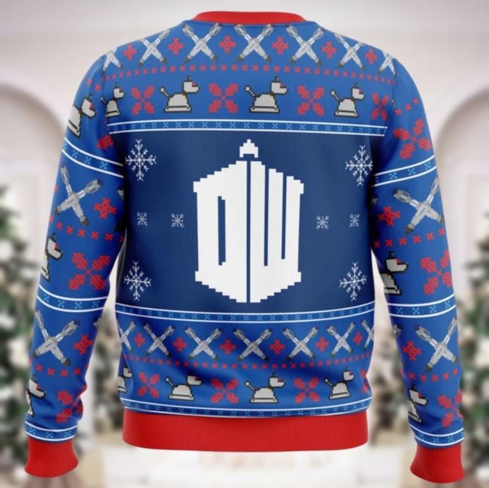 Christmas Doctor Who Ugly Sweater, Tardis Ugly Xmas Sweater, Police Box Sweatshirt - Image 3