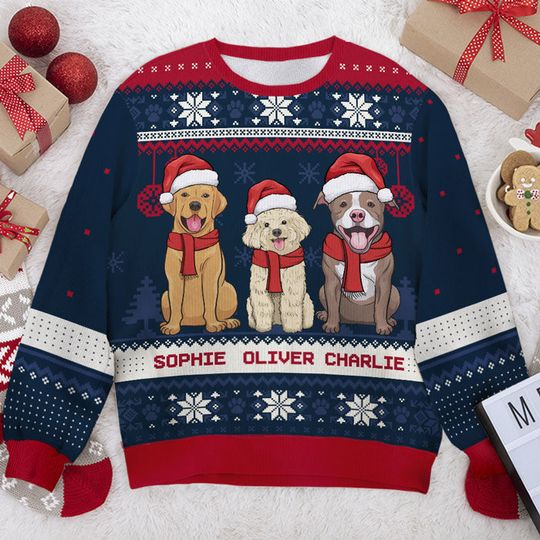 Christmas Dogs - Personalized Custom Unisex Ugly Christmas Sweatshirt - Gift For Dog Lovers, Pet Lovers - Image 4