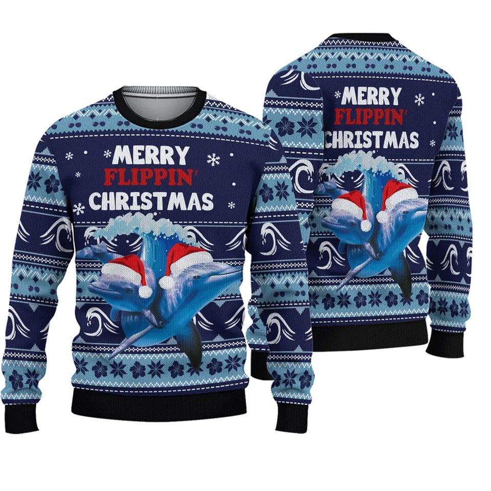 Christmas Dolphin Ugly Sweater