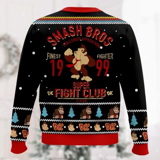 Christmas Donkey Kong Ugly Sweater, 80S Arcade Game Xmas Sweater, Mario Diddy Kong Holiday Sweater - Image 7