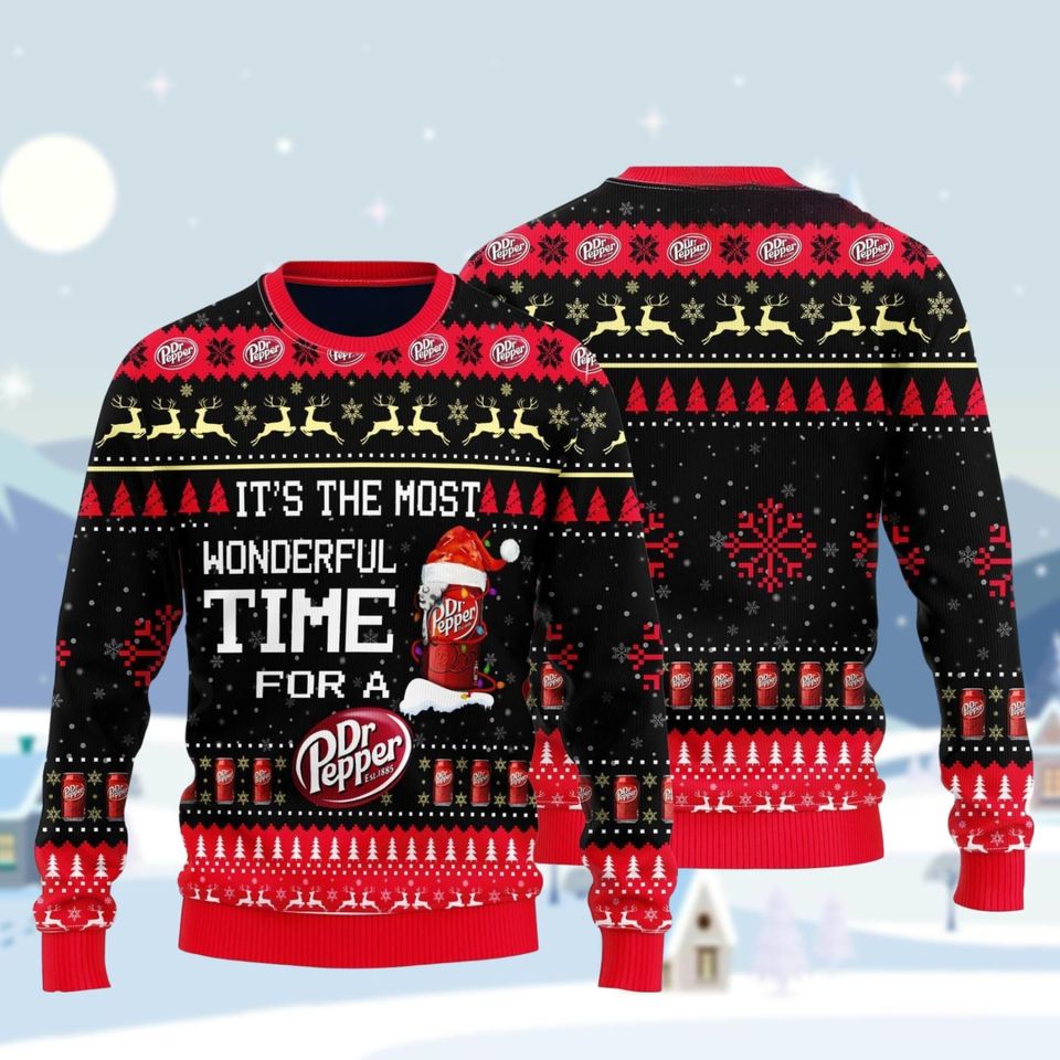 Christmas Dr Pepper Ugly Sweater, Soda Bottles Christmas Sweater, Dr Pepper Holiday Sweater