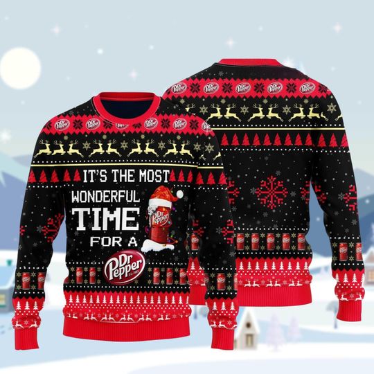 Christmas Dr Pepper Ugly Sweater, Soda Bottles Christmas Sweater, Dr Pepper Holiday Sweater - Image 3