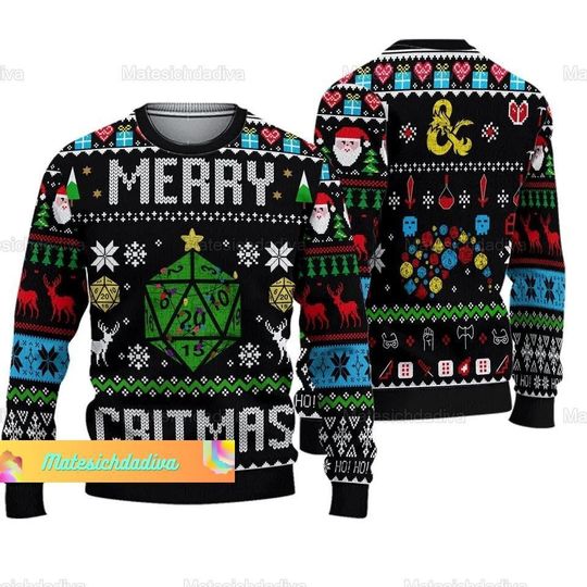 Christmas Dungeons And Dragons Ugly Sweater, Dungeons And Dragons Christmas Sweater - Image 2