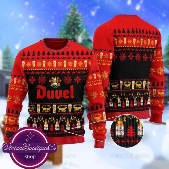 Christmas Duvel Beer Sweater - Ugly Holiday Sweater - Image 2