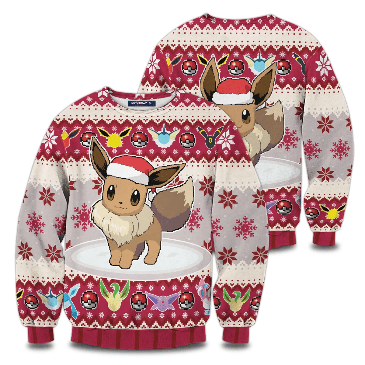 Christmas Eeveelution Ugly Christmas Sweater Adult 3D Funny Matching for family