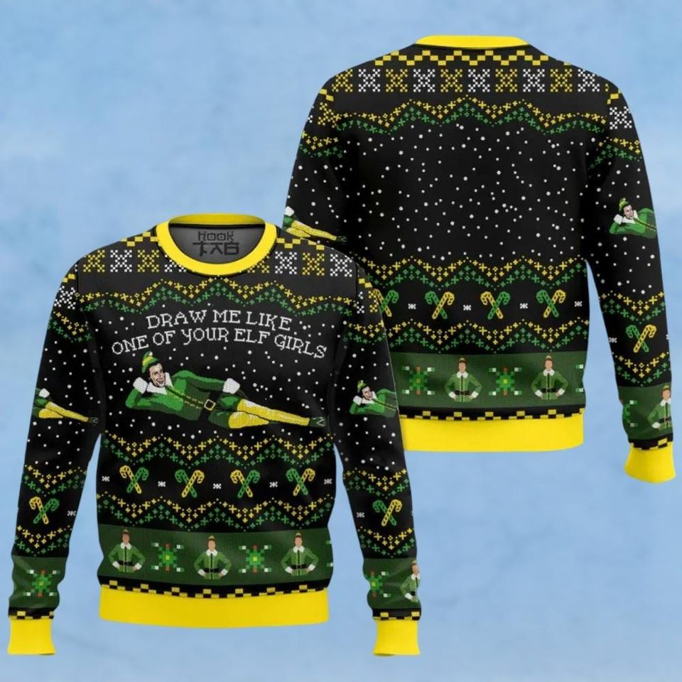 Christmas Elf Buddy Quotes Ugly Sweater, Draw Me Like One Of Your Elf