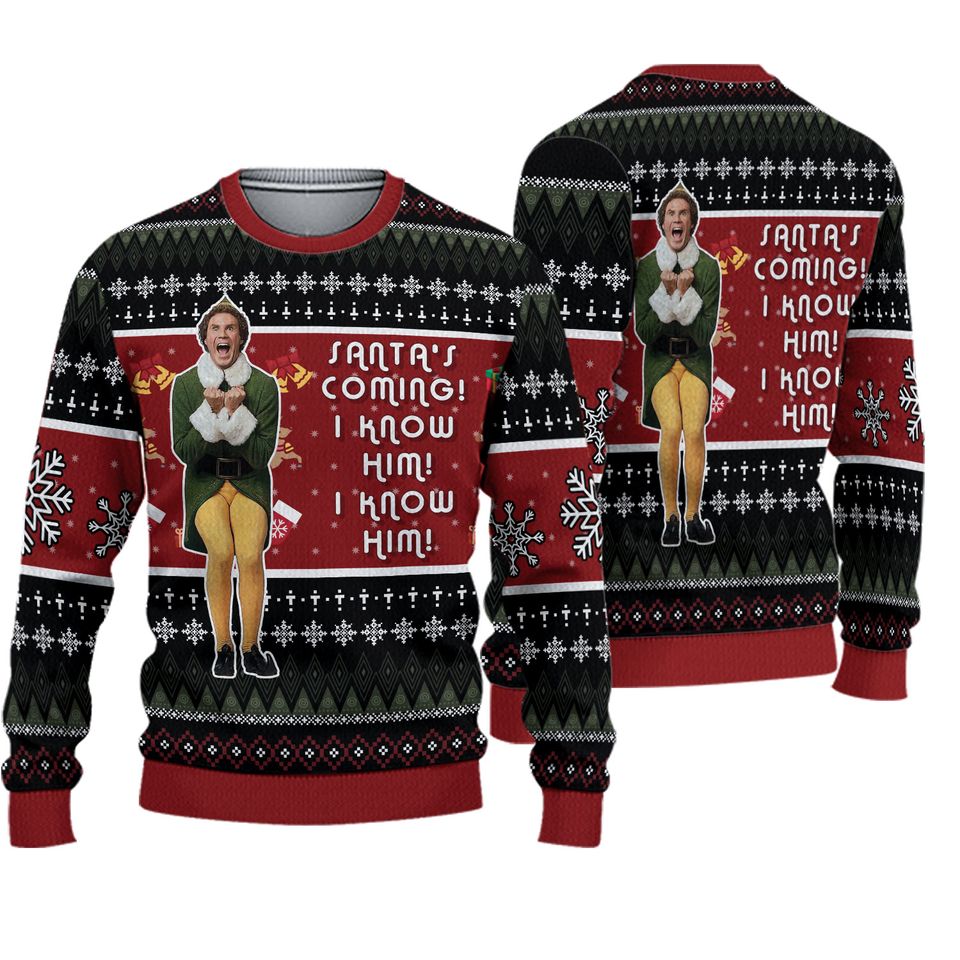 Christmas Elf Movie Sweater, Elf Christmas Ugly Sweater
