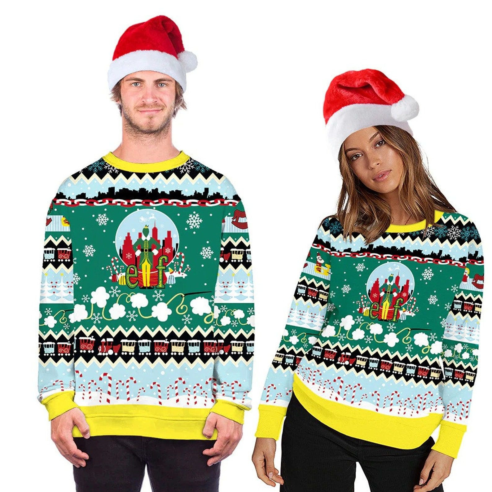 Christmas Elf Ugly Christmas Sweater Adult 3D Funny Matching for family