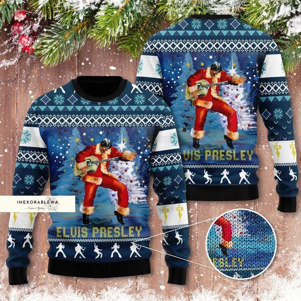 Christmas Elvis Presley Sweater, King Of Rock And Roll Sweater, Elvis Presley Ugly Sweater