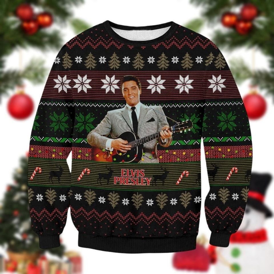 Christmas Elvis Presley Ugly Sweater, Elvis Music Rock And Roll Sweater