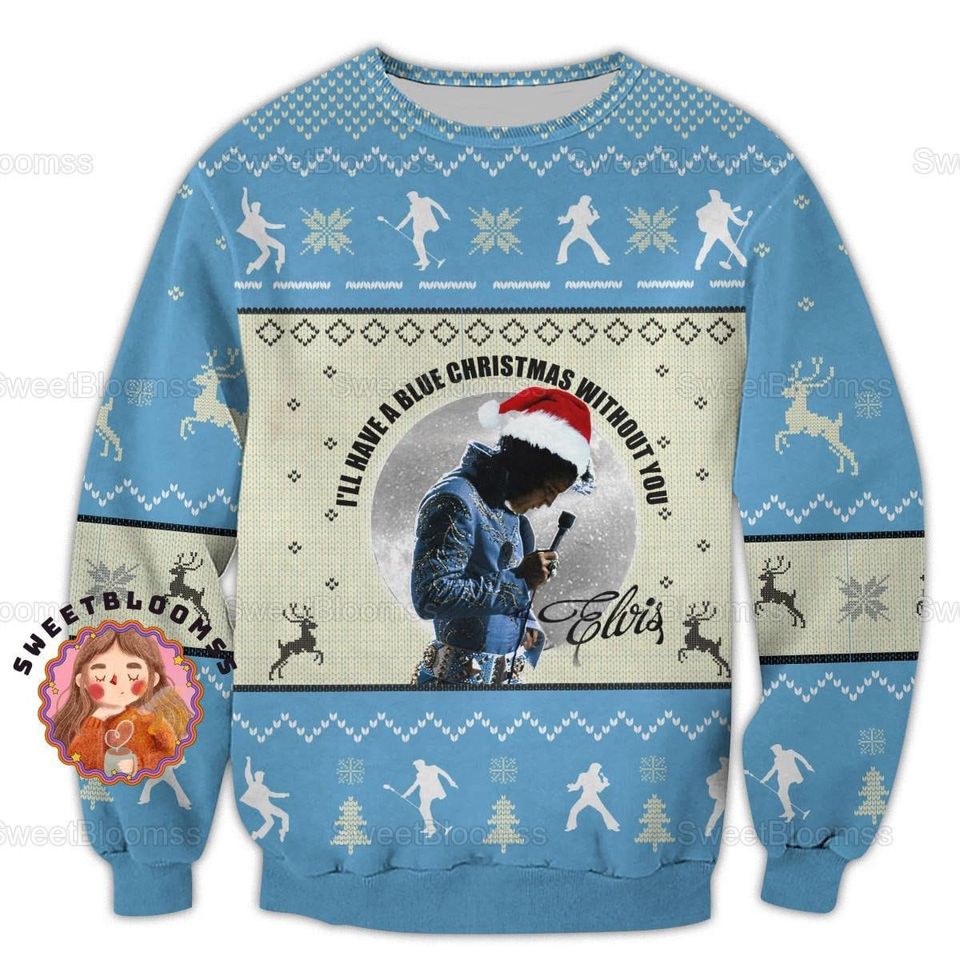 Christmas Elvis Presley Ugly Sweater, Elvis Presley Christmas Sweater - Image 2
