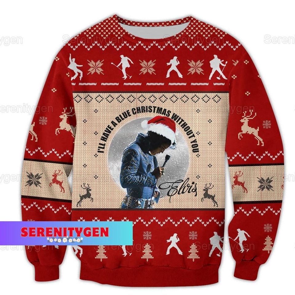 Christmas Elvis Presley Ugly Sweater, Elvis Presley Christmas Sweater - Image 2