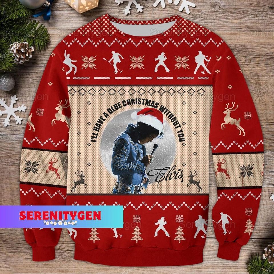 Christmas Elvis Presley Ugly Sweater, Elvis Presley Christmas Sweater