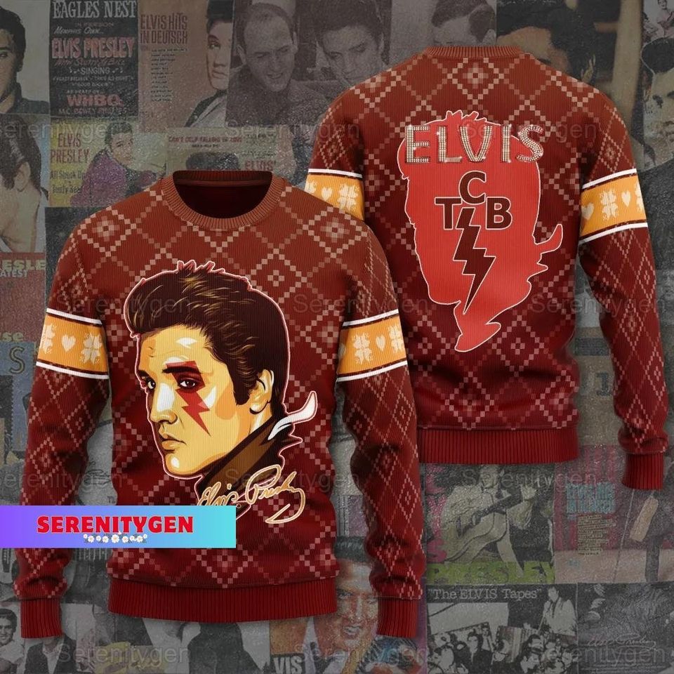 Christmas Elvis Presley Ugly Sweater, King Of Rock And Roll Christmas Sweater