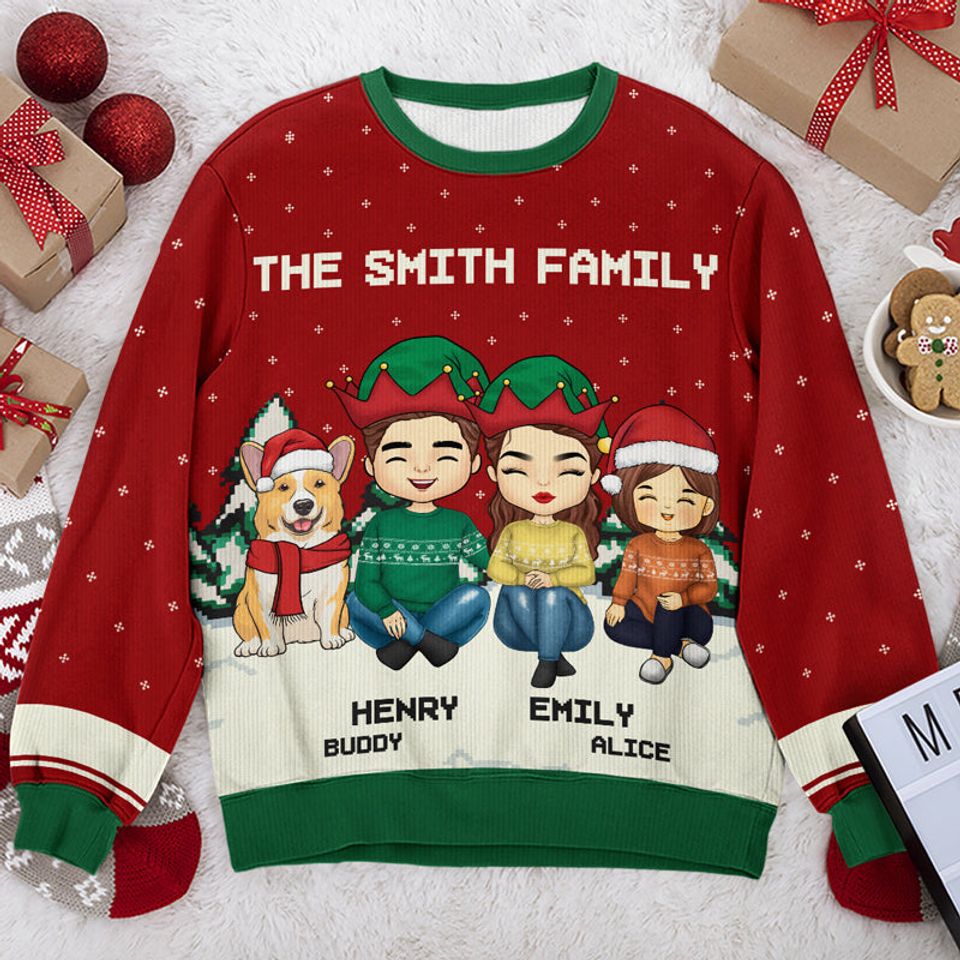 Christmas Eve Is Family Night Personalized Ugly Sweatshirt