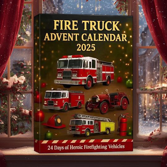 Christmas Fire Truck Advent Calendar 2025, Firefighter Vehicles Set Ornament, 24-Day Countdown Advent Calendar - Image 6