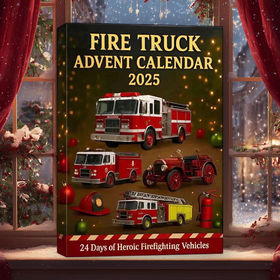Christmas Fire Truck Advent Calendar 2025, Firefighter Vehicles Set Ornament, 24-Day Countdown Advent Calendar - Image 2