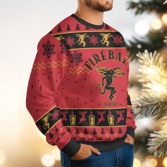 Christmas FireBall Whisky Ugly Sweater, Vodka Holiday Sweater, Alcoholic Sweater For Party, Sweater For Men Women, Drinking Lover Gift - Image 16