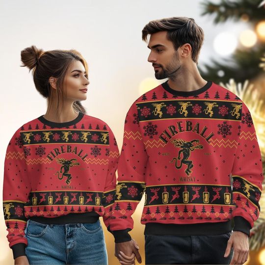 Christmas FireBall Whisky Ugly Sweater, Vodka Holiday Sweater, Alcoholic Sweater For Party, Sweater For Men Women, Drinking Lover Gift - Image 10