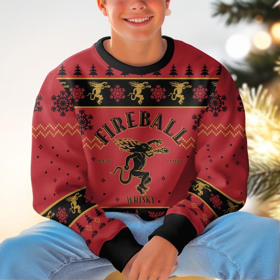 Christmas FireBall Whisky Ugly Sweater, Vodka Holiday Sweater, Alcoholic Sweater For Party, Sweater For Men Women, Drinking Lover Gift - Image 6