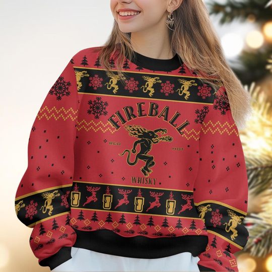 Christmas FireBall Whisky Ugly Sweater, Vodka Holiday Sweater, Alcoholic Sweater For Party, Sweater For Men Women, Drinking Lover Gift - Image 14