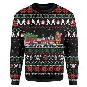 Christmas Firefighter Ugly Christmas Sweater Adult 3D Funny Matching for family