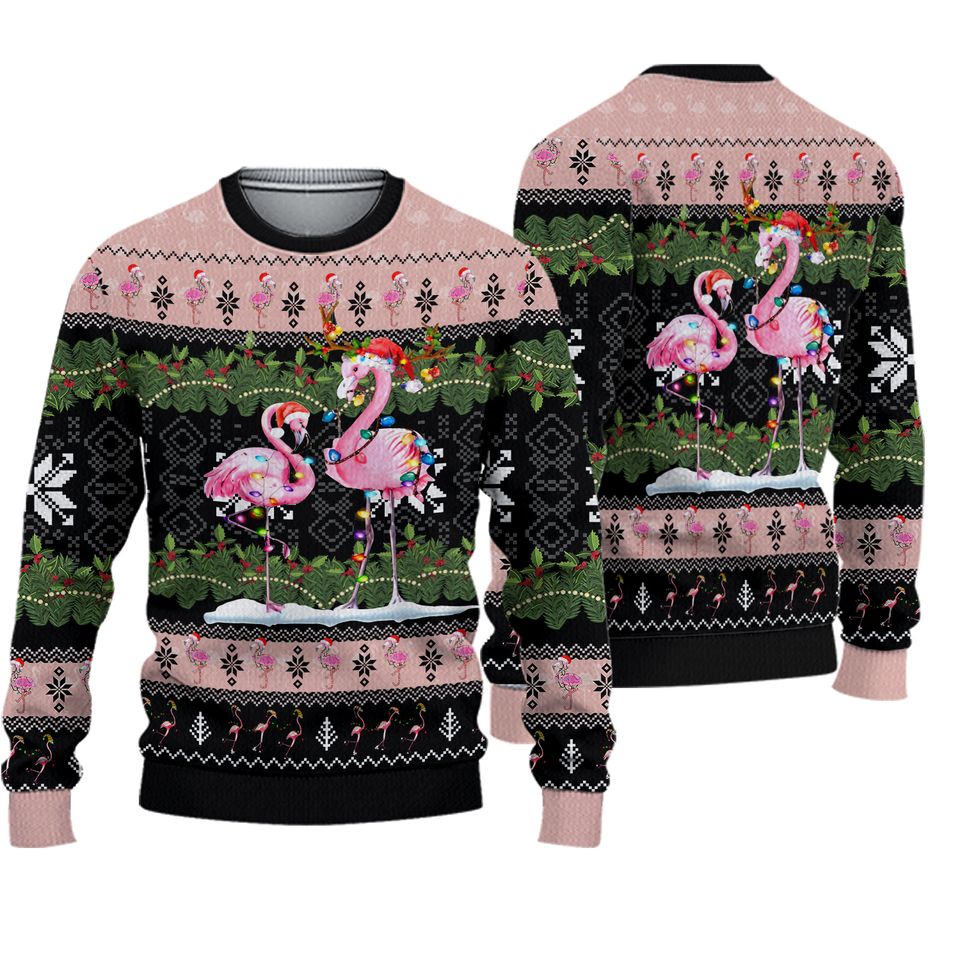 Christmas Flamingo Ugly Sweater, Flamingo Ugly Sweater