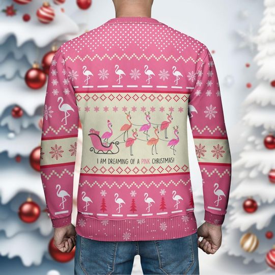 Christmas Flamingo Ugly Sweater, I Am Dreaming of A Pink Christmas Ugly Sweatshirts - Image 17