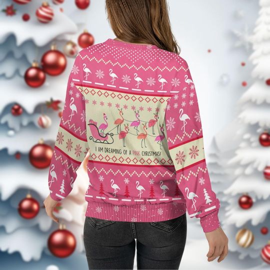 Christmas Flamingo Ugly Sweater, I Am Dreaming of A Pink Christmas Ugly Sweatshirts - Image 18