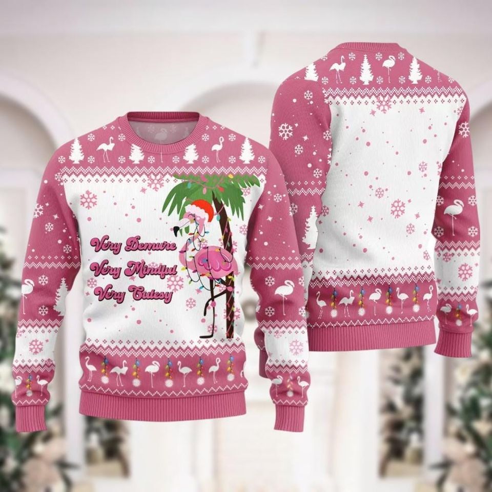 Christmas Flamingo Ugly Sweater, Tropical Christmas Sweatshirt