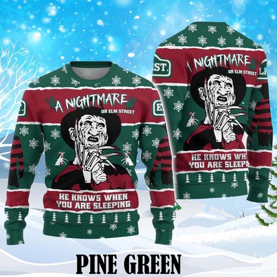 Christmas Freddy Krueger Ugly Sweater, Horror Movie Xmas Sweater - Image 4