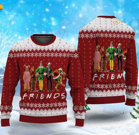 Christmas Friends Elf Home Alone funny character Christmas Ugly Sweater - Image 7