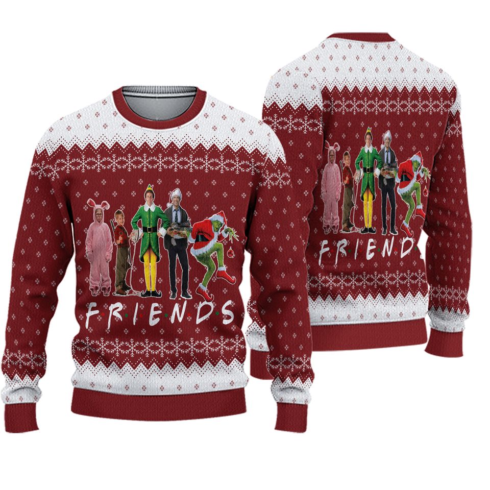 Christmas Friends Home Alone Elf Grinc.h Ugly Knitted Christmas Sweater