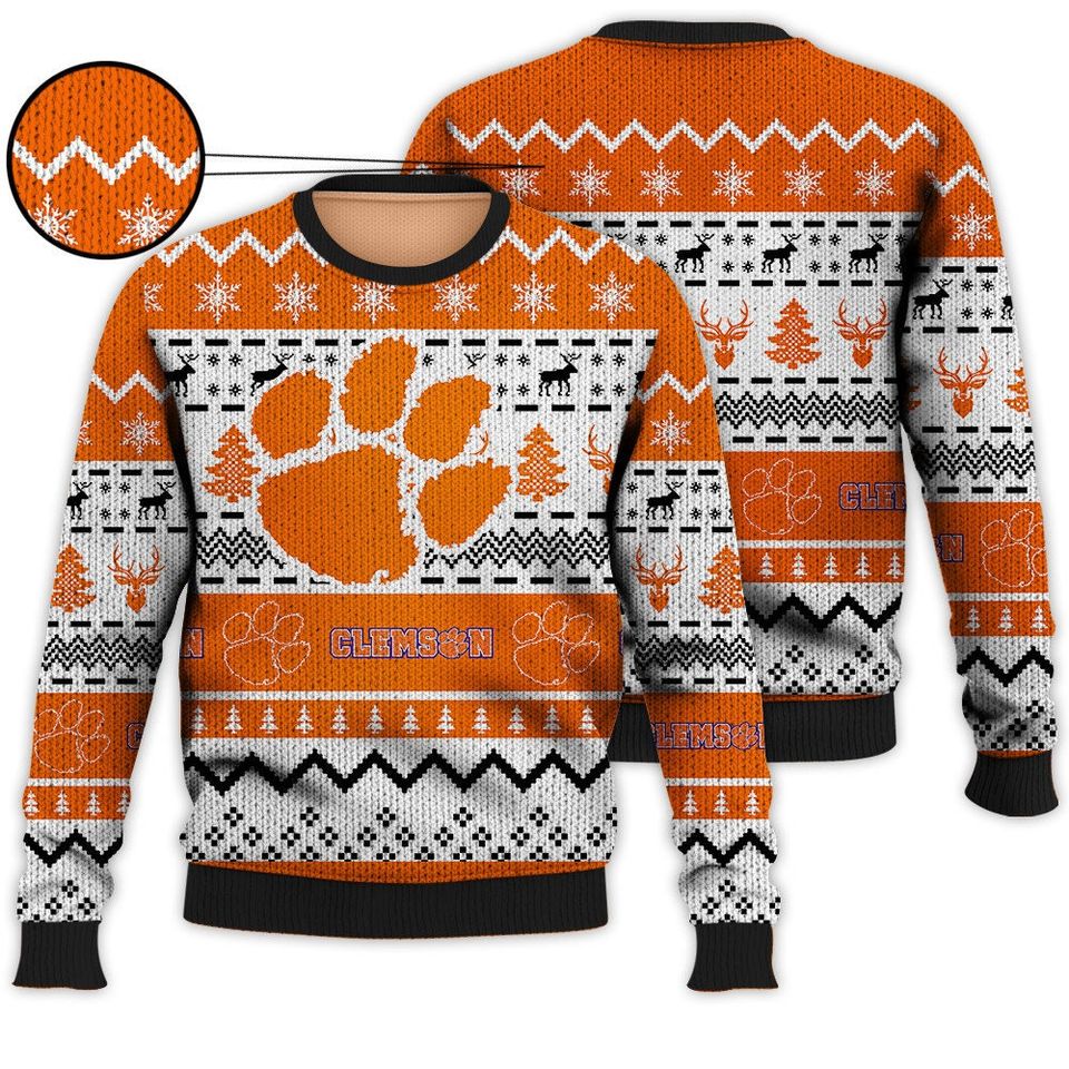 Christmas Funny Cute Clemson Tigers Season 3D Sweater Ugly Unisex