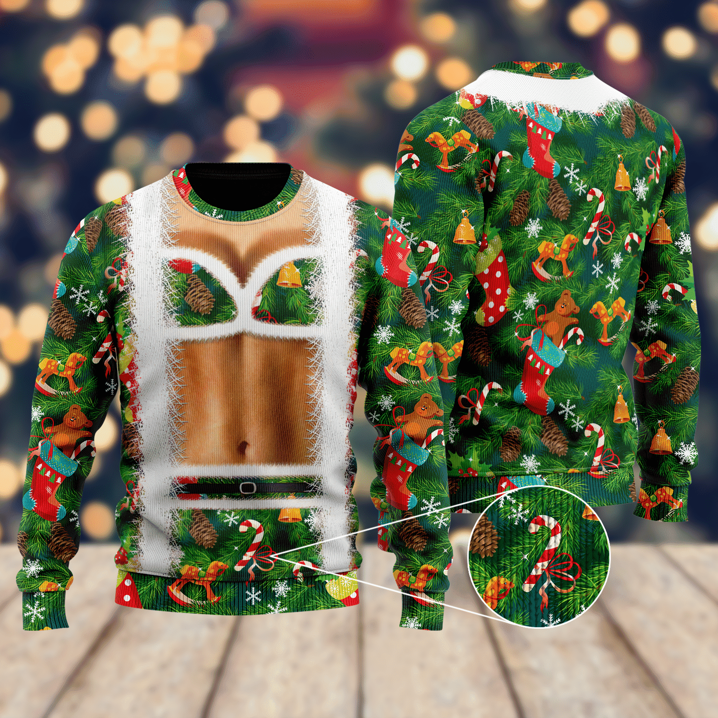 Christmas Funny Faux Bra Suit Ugly Christmas Sweater Adult 3D Funny Matching for family